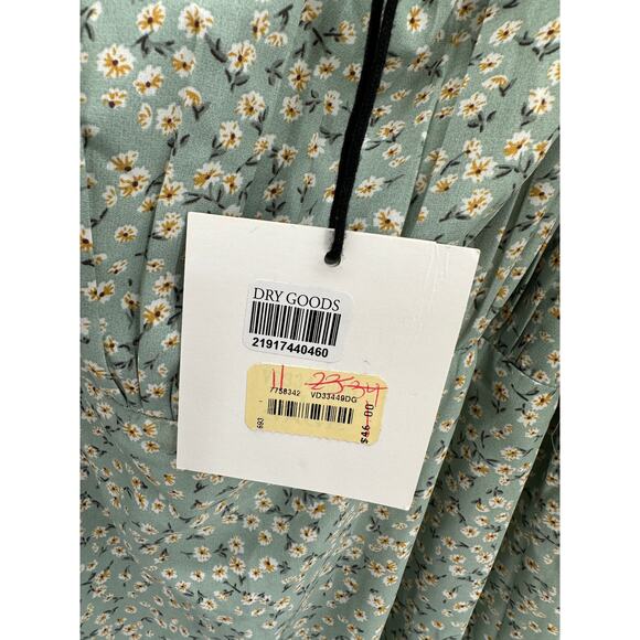 Very J Mint Green Micro Floral Smocked Lined Mini Summer Dress Women's Large NWT - Picture 7 of 9